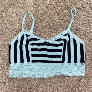 Victoria’s Secret PINK teal & black lace bralette